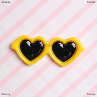 Snoopy 10Pcs New Cute Resin Mini Cartoon Heart-Shaped Glasses Flat Back Cabochon Scrapbook Kawaii DIY Embellishments Accessories