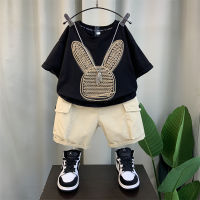 Boys Summer Suit 2023 New Fashion Baby Fried Street Short-Sleeved Clothes Childrens Summer Ruoshuai Childrens Clothing