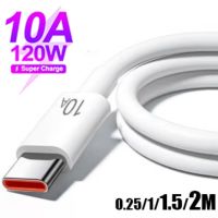 120W 10A Type C สายชาร์จอุปกรณ์เครื่องมือสื่อสารเร็ว Xiaomi สายชาร์จสำหรับซัมซุง Huawei Honor ชาร์จเร็ว USB C สาย0.25/1/1.5/2M