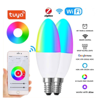 E Life E14อัจฉริยะ Tuya ZigBee หลอดไฟ LED ไฟอัจฉริยะหลอดสำหรับเทียนไฟฟ้า RGB C + W 5W AC100-240V หลอดไฟแบบหรี่ได้สี3000-6000K หลอดไฟไฟกลางคืนรองรับแอปชีวิตอัจฉริยะใช้งานได้กับ Alexa Google Home Alice