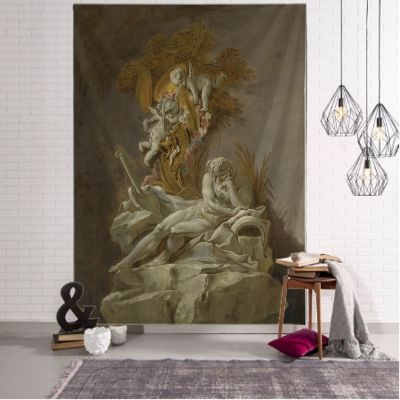 【CW】▤  Goddess painted cloth psychedelic tapestry wall hanging polyester thin art shawl pad home d