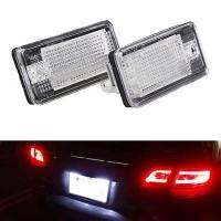 2ชิ้น18ป้ายทะเบียน LED ไฟสำหรับรถ Audi A3 S3 A4 S4 A6 C6 A8 S8 Q7ข้อผิดพลาดรถฟรีป้ายทะเบียนอุปกรณ์ตกแต่งรถยนต์ไฟ