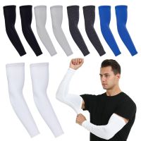 1pair Men Cooling Arm Sleeves Cover Sports UV Sun Protection Outdoor Fishing Cycling Sleeves With Anti Slip Silicone Strip