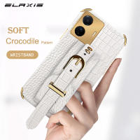 เคสโทรศัพท์หนังลายจระเข้นิ่มสำหรับ VIVO T1 5G,เคสฝาปิดพร้อมสายรัดข้อมือสุดหรูแหวนใส่ป้องกันเลนส์ออกแบบใหม่2022สำหรับ5G