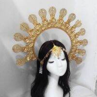 【FCL】◆❍ Goddess Glitter Gold Sunburst Headpiece Celestial Headband Boho Wedding