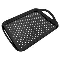 Rectangular Non-Slip Plastic Tray with Handle Black Tray with Handle Suitable for Home Kitchen and Dining Room