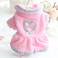 Pet Clothes Autumn Winter Medium Small Dog Princess Dress Sweet Coat Warm Wool Kitten Puppy Cute Pink Skirt Chihuahua Yorkshire Dresses