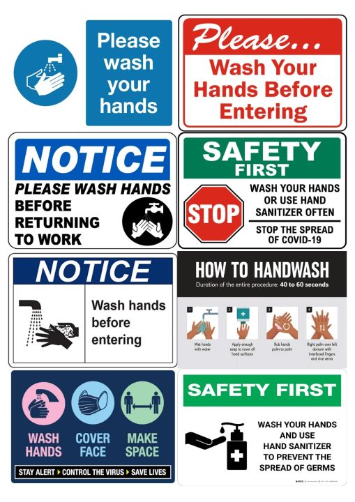 Sanitize Hands Wash Your Hands Signage (Laminated A4 Size) | Lazada PH