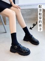 ►⊙☫ Black piles of socks womens summer thin section summer thin slippers ice silk ice socks middle tube with sandals stockings summer