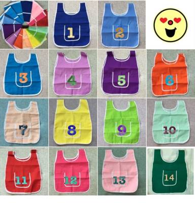 ขายส่งโหลละ350฿ ผ้ากันเปื้อนเด็กอนุบาล เอี๊ยมเด็กอนุบาล KidApron (1แพ็ค12ชิ้น)