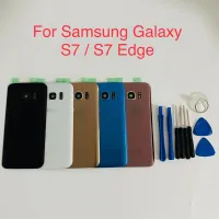 ใหม่ฝาครอบแบตเตอรี่กระจกแผงด้านหลังสำหรับ Samsung Galaxy S7 G930 G930FD G930F S7ขอบ G935 G935FD G935F + เลนส์กล้องถ่ายรูปสติกเกอร์