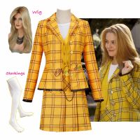 AEOZAD Cher Horowitz Halloween fantasia คอสเพลย์สำหรับเด็กผู้หญิง นักเรียน Escolar jaqueta universitária saia e terno vestido peruca para meninas roupa mulher