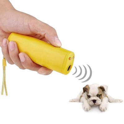 ไฟฉาย LED ไล่สุนัขอัลตราโซนิกเทรนเนอร์แบบพกพาสี: สีเหลืองหัวเดียว