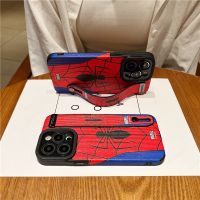 เคส Spider-Man TPU นิ่ม + เคสหนังที่ถือสายรัดข้อมือสำหรับ iPhone 11 12 13 14 Pro Max XSMax XR