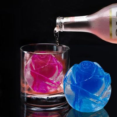 3D Silicone Rose Shape Ice Mold Icecube Maker Chocolate Mousse Mold DIY Soap Mould Whiskey Ice Hockey Coffee Juice Cake Decor Ice Maker Ice Cream Moul