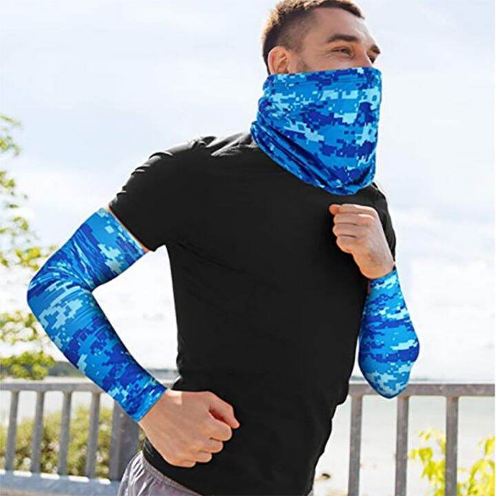 2pcs-set-summer-ice-silk-cycling-arm-sleeves-breathable-bandana-mask-combination-suit-uv-sun-protection-outdoor-riding