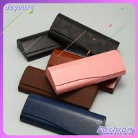 DOYOURS เครื่องหนังแท้ เคสแว่นตาหนังสไตล์วินเทจ ฟรอสติ้ง สีทึบทึบ เคสหนังแว่นตากันแดด ความเรียบง่ายเรียบง่าย กล่องแว่นกันแดดสีทึบ สำหรับผู้หญิง