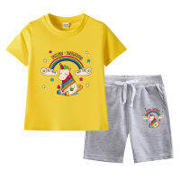 Unicorn Summer Thin Short Pants Cotton Half Sleeve T-shirt Boys and Girls Casual Pajamas 2023 Set