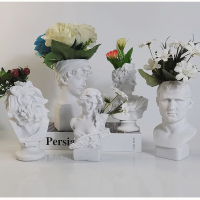 Nordic David Statue Flower Vase Resin Sculpture Ornament Home Decoration Crafts Portrait Flower Pot Valentines Day Decor Gift