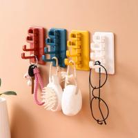 Creative organ hook free punching hook kitchen wall hanging coat hook bathroom bedroom sticky hook four hooks