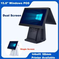 15.6 Inch Windows POS System Intel CPU Win10 Touch Screen Cash Register With Thermal Printer Restaurant ECR Terminal Desktop POS Fax Paper Rolls