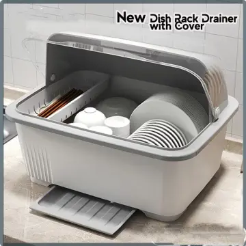 Dish Rack with Cover dustproof Kitchen Dish drainer rack organizer