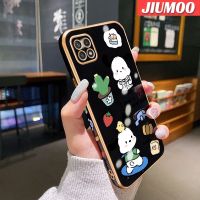 JIUMOO เคสปลอกสำหรับ Samsung กาแล็คซี่5G เคส M22 A22การ์ตูน Sanrio Pochacco หรูหรากันกระแทกเคสโทรศัพท์ชุบขอบสี่เหลี่ยมรูปแบบแฟชั่นเคสซิลิโคนคลุมทั้งหมดป้องกันเลนส์กล้อง