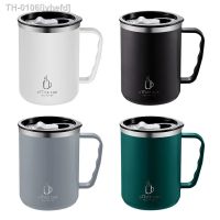 ✸❁▬ ivhefd Copo de café aço inoxidável com tampa Caneca isolada parede dupla alça Copos resistentes calor