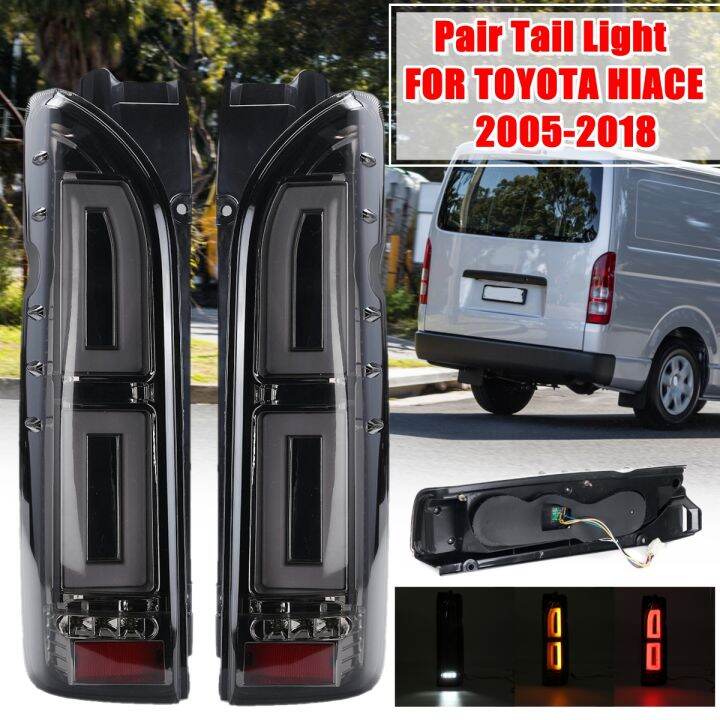 Smoked LED Tail Lights Rear Lamp Replacement For Toyota Hiace H200 2005
