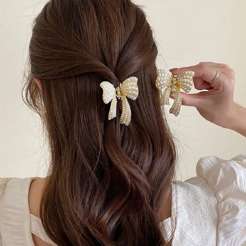 Hair Clips Hair Clip Uk Hair Claw Hair Pin Wedding Gift Ireland | Gold  Ponytail Hair Bowhairpin Clip, Bow Claw Clip, Diy Hair Styling For Girls |  