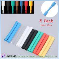 JXFTKM 5pack (12pcs/packet) สีสัน เครื่องมือซ่อม เครื่องม้วน ปกเซฟเวอร์ ท่อหดความร้อน ตัวป้องกันสาย USB ออแกไนเซอร์ลวด