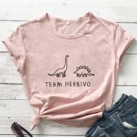 เสื้อทีม Herbivo เสื้อยืดไดโนเสาร์น่ารักยุค90สำหรับเด็กผู้หญิงฮาราจูกุเสื้อกราฟิกฤดูร้อนตลกๆเสื้อผ้าผู้หญิงเสื้อยืดมังสวิรัติจัดส่งจากโรงงาน