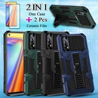 แบบ2 IN 1สำหรับ Realme ที่วางเคสแข็ง7เคสโทรศัพท์สายรัดข้อมือพร้อมหน้าจอเซรามิกสองชิ้น