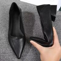 ✙☸ Single shoes for women thick heel versatile pointed toe 2023 new low heel flat heel medium heel soft leather comfortable work shoes womens shoes leather shoes