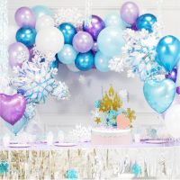 Ice Princess Snowflake Foil Balloons Garland Frozen Birthday Party With Cake Topper Birthday Snow Queen Decoration Girl Supplies Heatsinks