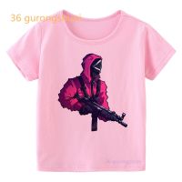 children clothing pink kids clothes girls 8 to 12 boys t shirts boy t shirt for girls tops squid game graphic tee Korean style