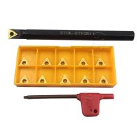 ✜▪ Right Hand Internal Turing Tool Holder S10K STFCR11 with Wrench 10pcs 60 Degree Triangle Carbide Turning Inserts TCMT110204