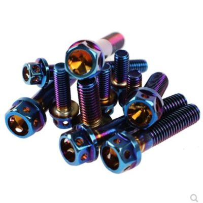 2PC M4 M5 M6/M8/x10/15/25/30/35/40/45/50mm stainless steel with titanium plated blue DIN6921 Hexagon Flange Head Screw bolts Nails Screws Fasteners