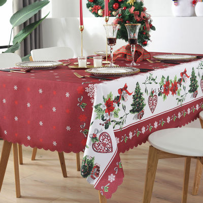 ลิงผ้าปูโต๊ะลูกไม้ปาร์ตี้ทรงสี่เหลี่ยมผืนผ้าลายนูนผ้าปูโต๊ะคริสต์มาสโพลีเอสเตอร์กันน้ำ