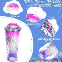 Barbie Pink Sequin Colorful Sequin Straw Cup Creative Layer Cup Water Double Fishtail Plastic T7C0