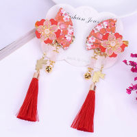 2PCS Hanfu เด็ก Headdress ยาวสไตล์ Bells ดอกไม้เด็กสไตล์จีน Hairpin คู่เด็ก Series HeadWear...