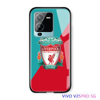 เคสโทรศัพท์ Vivo V25 Pro 5G Vivo Y22/Y22S Vivo Y35 Vivov25 Pro 5G Vivoy22 Vivoy35สำหรับ Boys Luxury League ฟุตบอลคลับโลโก้กระจกนิรภัยป้องกันโทรศัพท์กันกระแทก