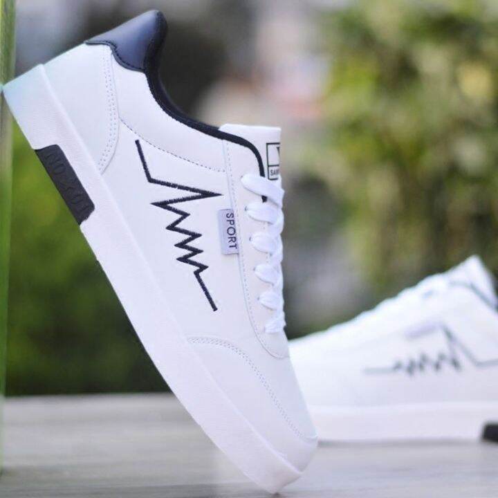 Men shoes Wave pattern white shoes sneaker sports shoes for men Lazada PH