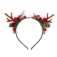 、‘】【= Newborn Photography Christmas Deer Horn Hair Band Simulation Flowers Berry Headwear Childrens Baby Photography Elk Head Band