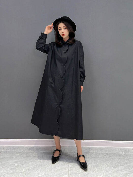 xitao-shirt-dress-simplicity-casual-loose-fashion-loose-long-sleeve-temperament-dress