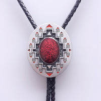 Western American Southwest Pattern Oval Wedding Bolo Tie Neck Tie Leather Necklace also Stock in US