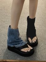 【Ready】? hot rl sweet and cool troer boots for women 23 summer new popular thick-soled heighteng sle thong s