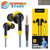 หูฟังเรียวมี Realme T-018 HD Sound Extra Bass ของแท้ เสียงดี ช่องเสียบแบบ 3.5 mm Jack ใหม่ล่าสุด รับประกัน1ปี BY TECHWORLD STORE