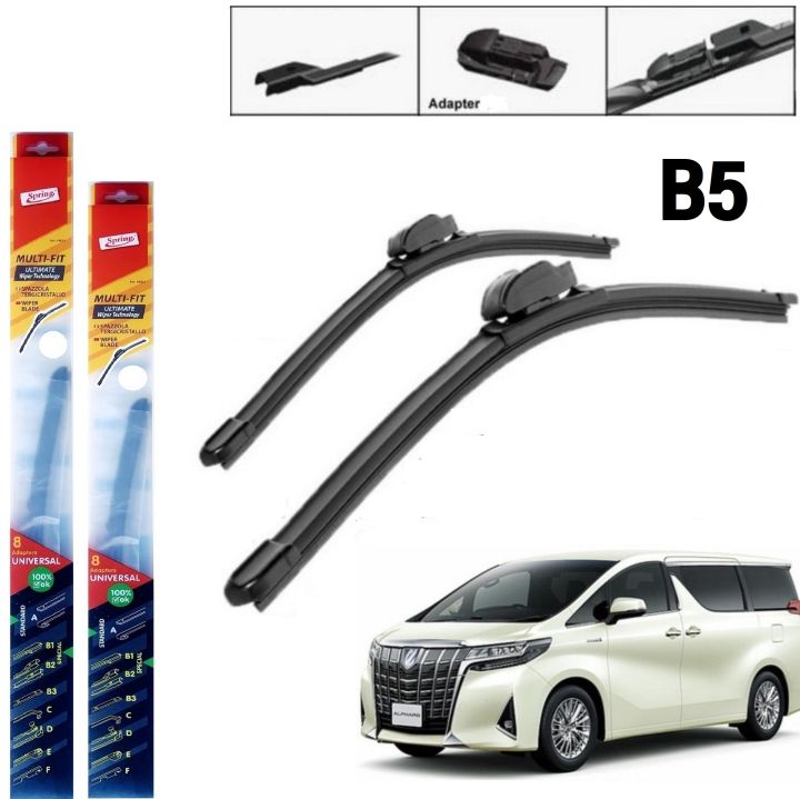 Spring ใบปัดน้ำฝน Toyota Vellfire, Alphard ปี 2002-2007, ปี 2008-2014, ปี 2015-2018 14+18นิ้ว (B5-Type) Silicone Frameless Wiper Blade