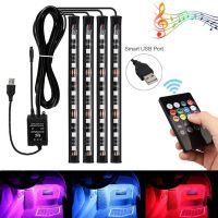 ที่วางเท้าไฟตกแต่งภายในรถ Rgb 9led 4x โคมไฟตกแต่งเครื่องชาร์จ Usb แถบไฟ